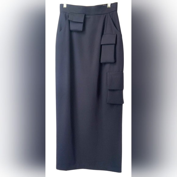 NWT Natasha Zinko asymmetric midi skirt in navy - Picture 3 of 5